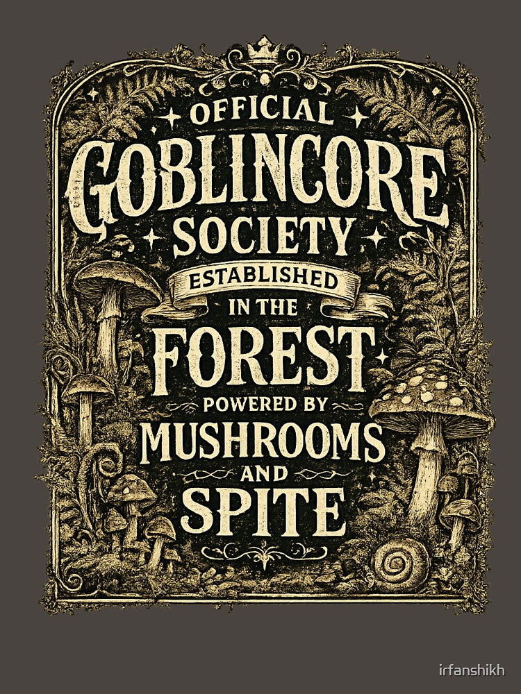Official Goblincore Society Established in the Forest – Vintage Typography Art | Goblincore Humor Gift by irfanshikh