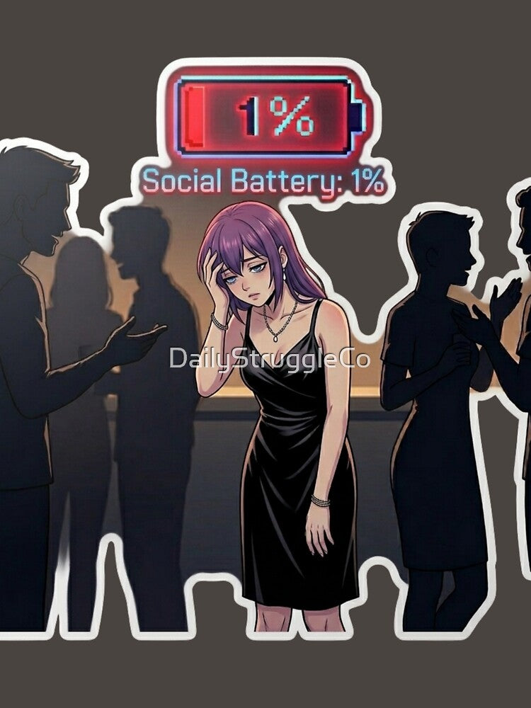 Social Battery 1 Percent Anime Girl Introvert Meme by DailyStruggleCo