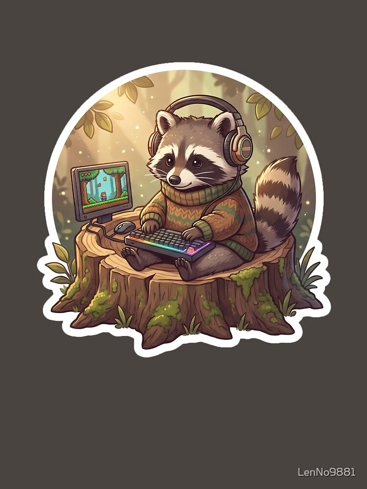 Cute Gaming Raccoon by LenNo9881