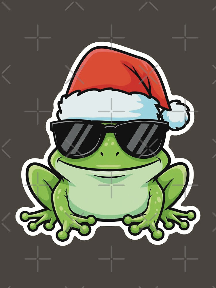 Cool Christmas Frog – Festive Frog with Santa Hat & Shades by Iras-Art-Corner