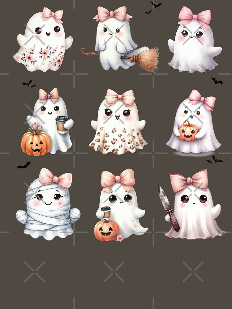 Cute Pink Boujee Ghost Coquette Bow Halloween Collage by WanderTravels