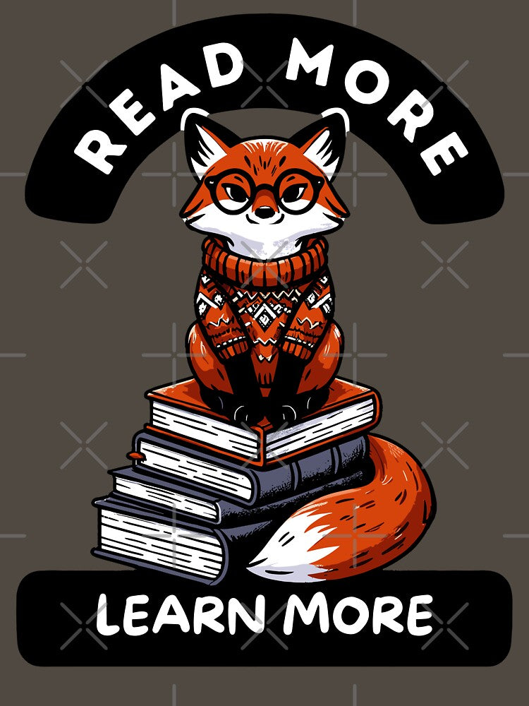 Fox Read Book, Read More, Learn More, Fox sticker, a book-loving fox T-shirt by Netroder