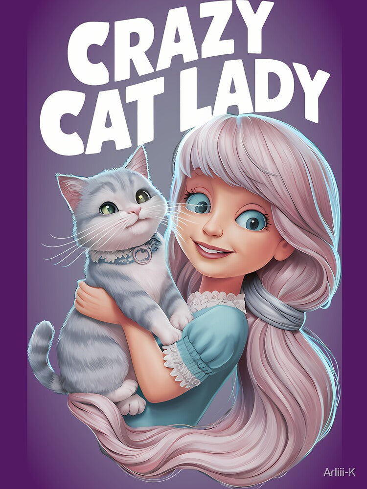 Cute Girl Holding a Cat - Crazy Cat Lady by PurrGreen