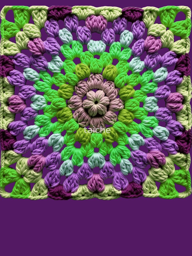 Granny Square Crochet Pattern Seventies Retro Pink Green by taiche