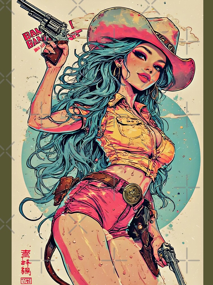 Retro Wild West Cowgirl – Neon Aesthetic Illustration by Neer arts