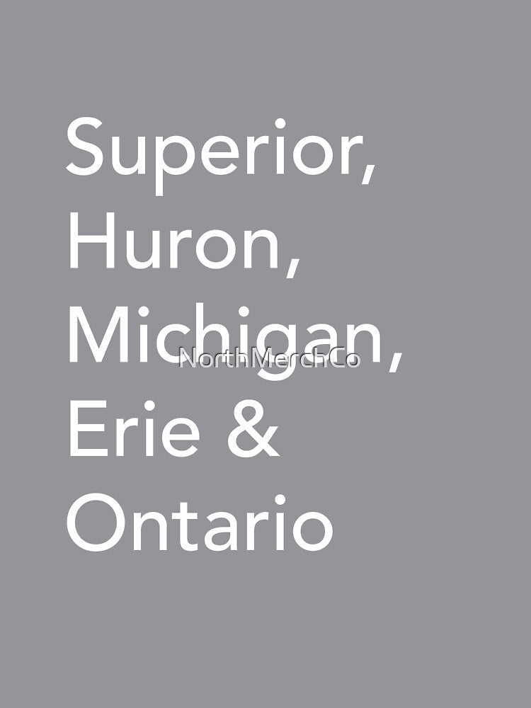 The Great Lakes - White Text by NorthMerchCo