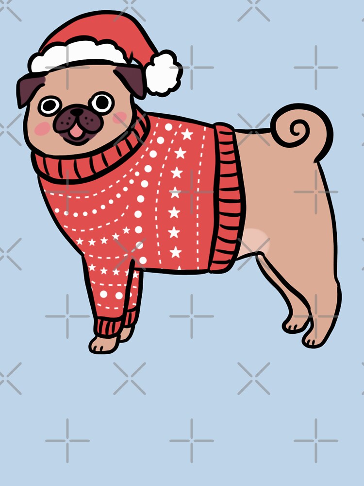 Cute christmas pug dog illustration by Yarafantasyart