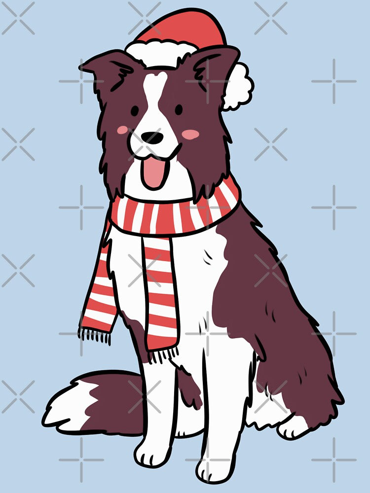 Cute christmas border collie illustration a wonderful gift for dog lovers by Yarafantasyart