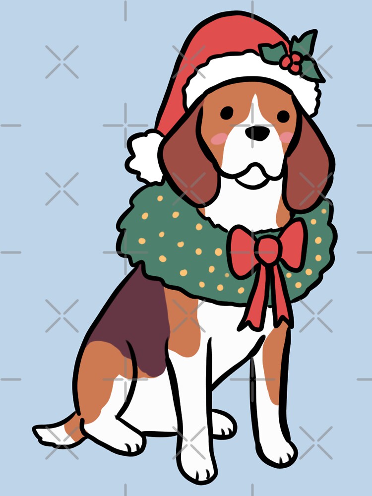 Cute christmas Beagle dog illustration by Yarafantasyart