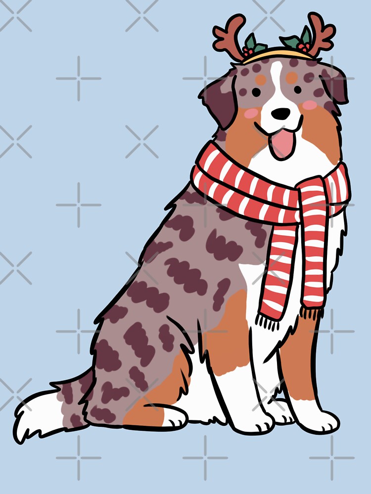 Cute christmas australian shepherd dog illustration by Yarafantasyart