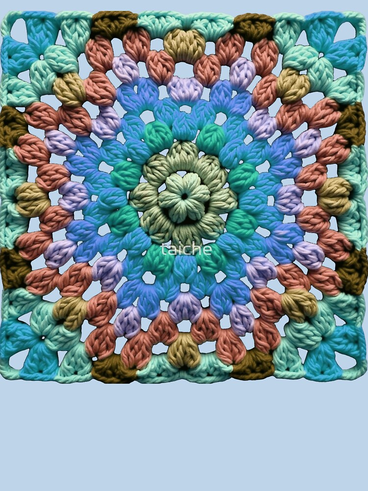 Granny Square Crochet Pattern Seventies Retro Green Pastel-Blue by taiche