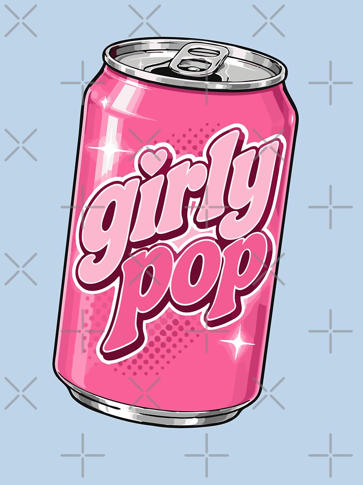 Girly Pop Pink Soda Can Retro Graphic by pixiedustpaint