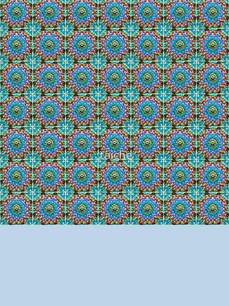 Granny Square Crochet Pattern Seventies Retro Green Pastel-Blue Pattern by taiche