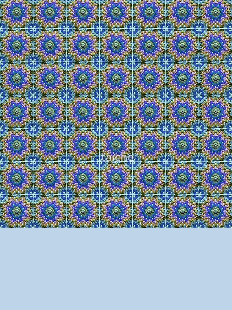 Granny Square Crochet Pattern Seventies Retro Green Mid-Blue Pattern by taiche