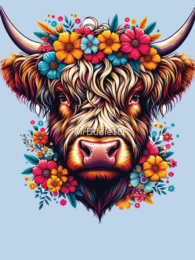 Floral Scottish Highland Cow Cattle Farm Hairy Cowgirl by MrEddie10