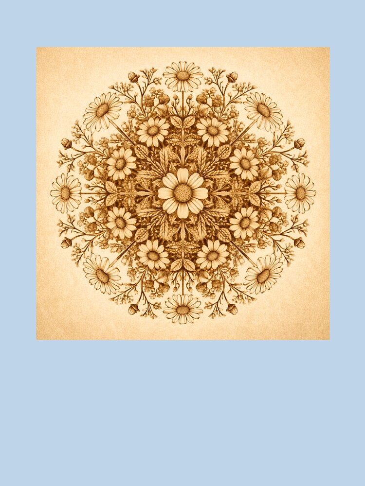 Matricaria chamomilla – Botanical Geometry Mandala (Sepia Edition) by Colorshow-relax