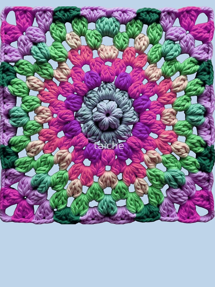 Granny Square Crochet Pattern Seventies Retro Blue Pink by taiche