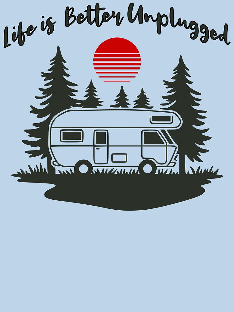 Life Is Better Unplugged Vintage RV Camping Nature Design by Sachie's Studio