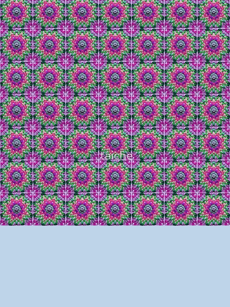 Granny Square Crochet Pattern Seventies Retro Blue Pink Pattern by taiche