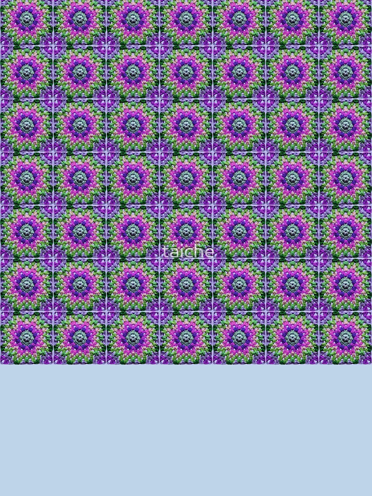 Granny Square Crochet Pattern Seventies Retro Pastel-Blue Lilac Pattern by taiche