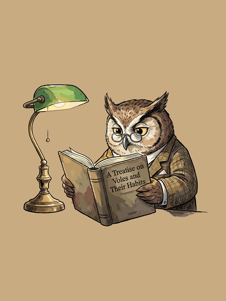 Scholarly Dark Academia: Late Night Library Owl by bapupa