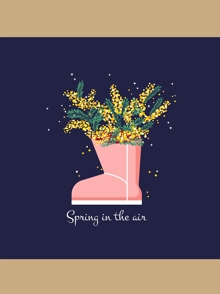 hand drawn flat design mimosa illustration, mimosa in uggs, spring in the air by SabinArt