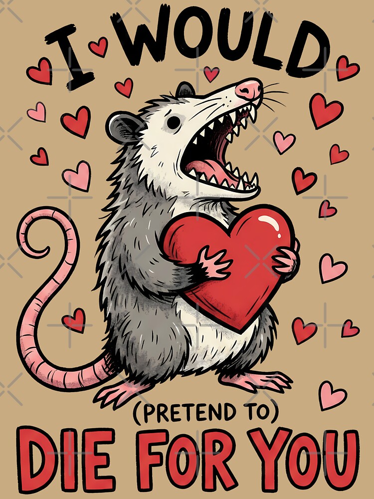 Funny Valentine's Day Possum - I Would (Pretend To) Die For You by legendaryskins