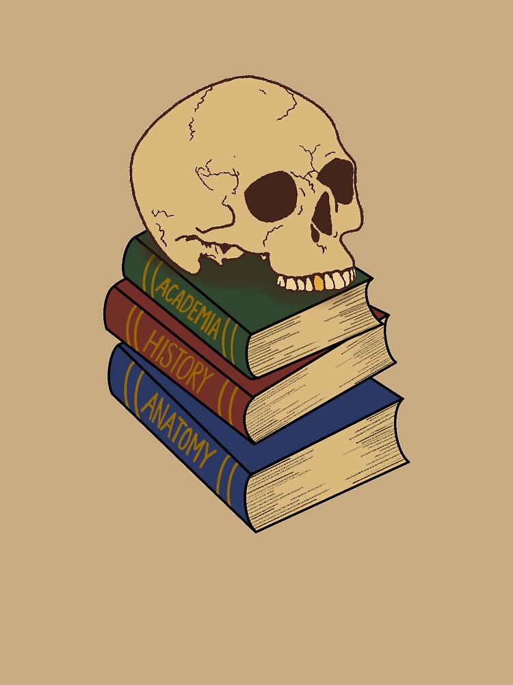 Dark Academia Skull on Stack of Books by easears