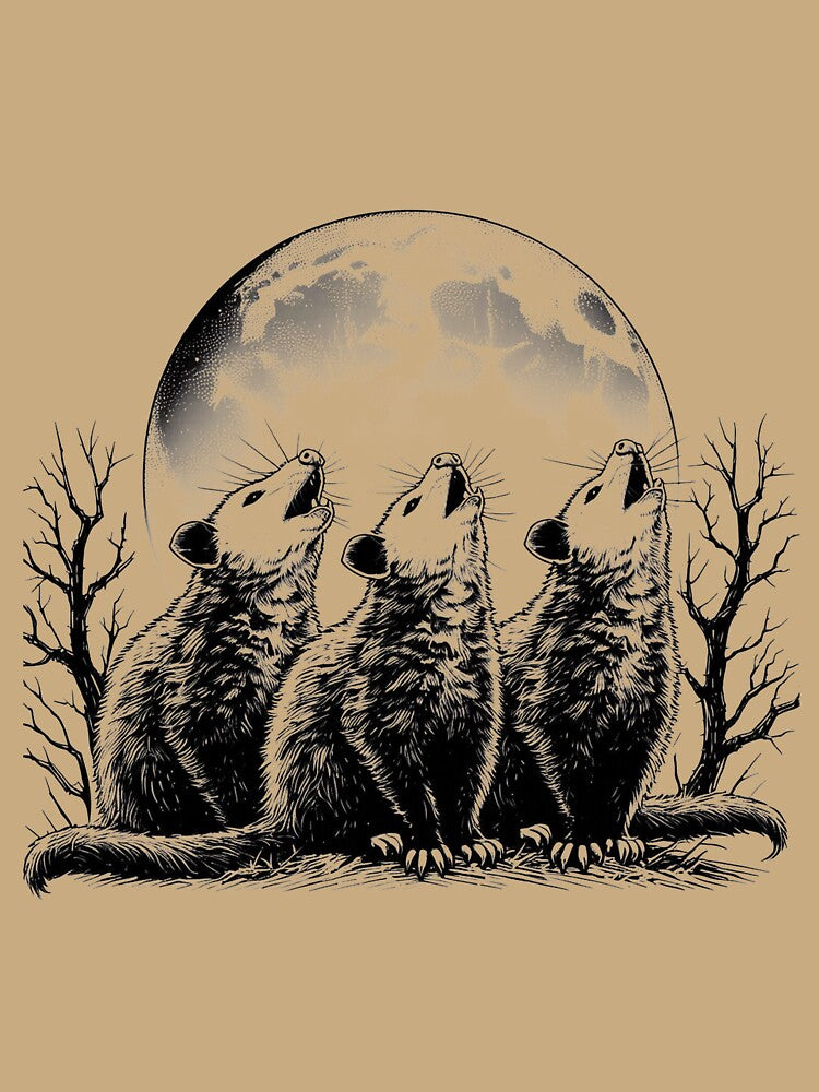 Three Possums Howling at Moon Vintage by VerdePlantTees