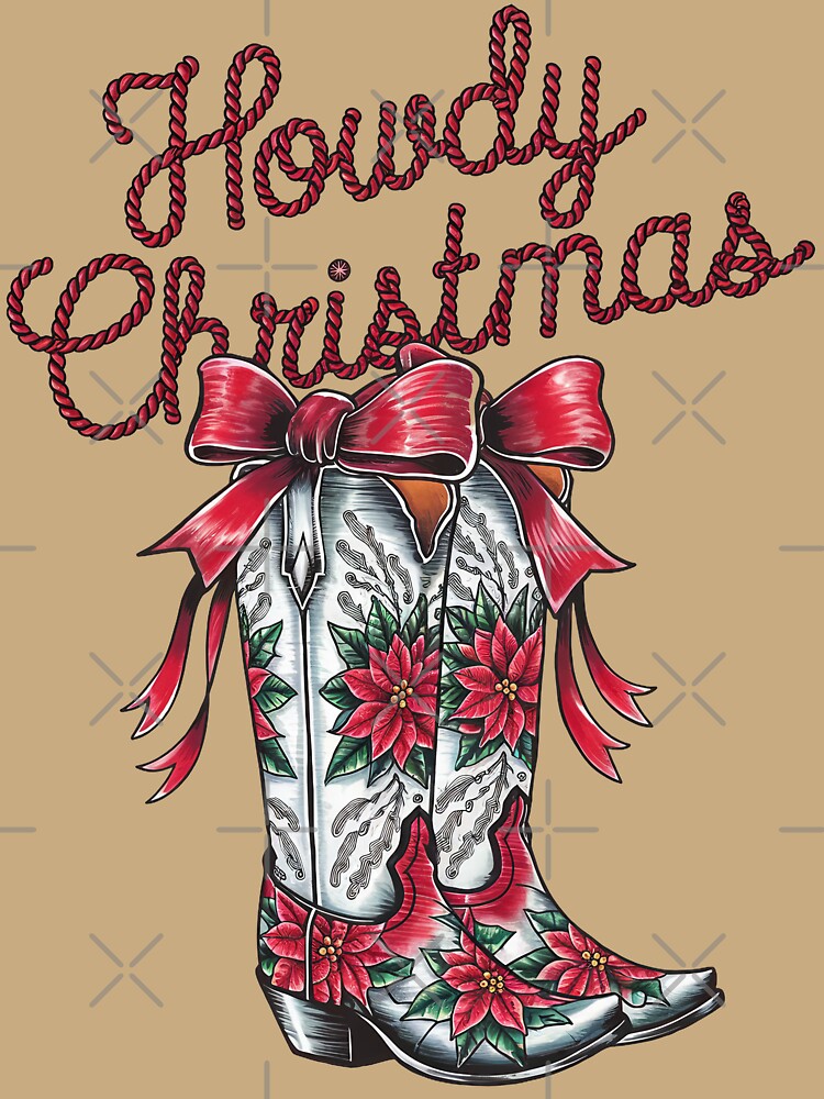 Howdy Christmas Cowboy Coquette, Western Christmas Boots by Creative-Hearts