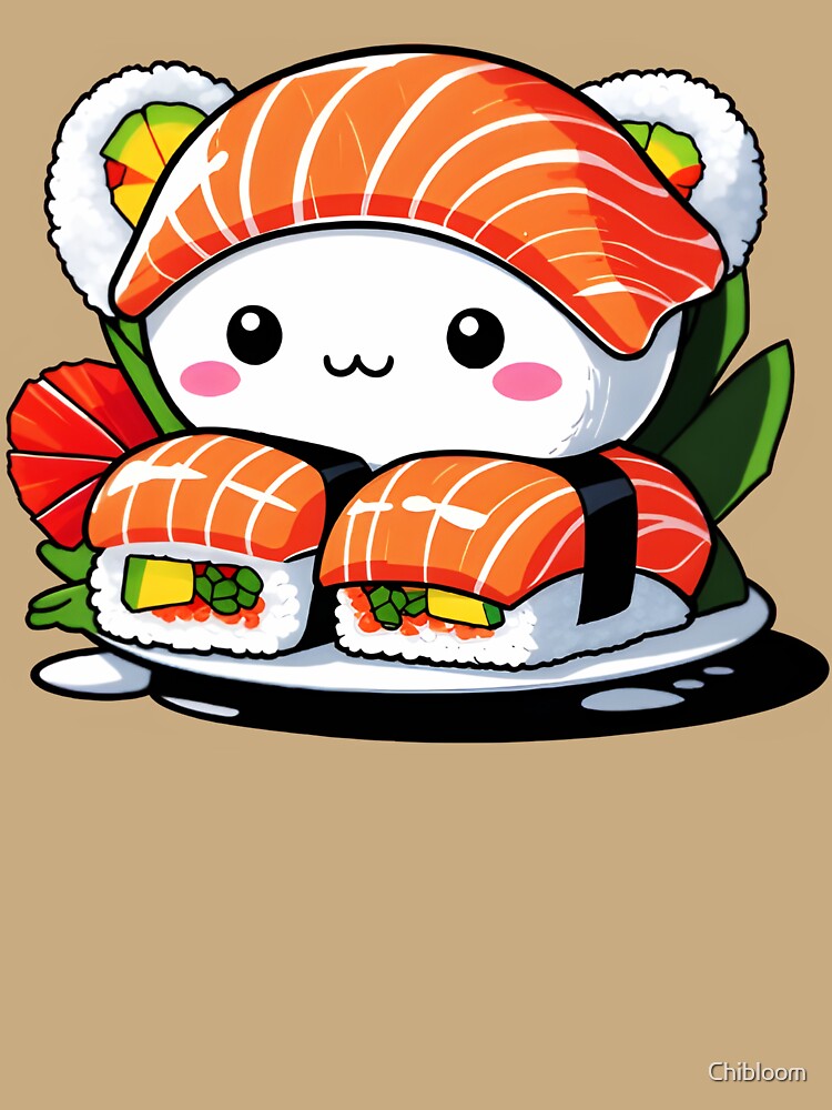 Cute Kawaii Sushi Japanese Food Character Illustration by Chibloom