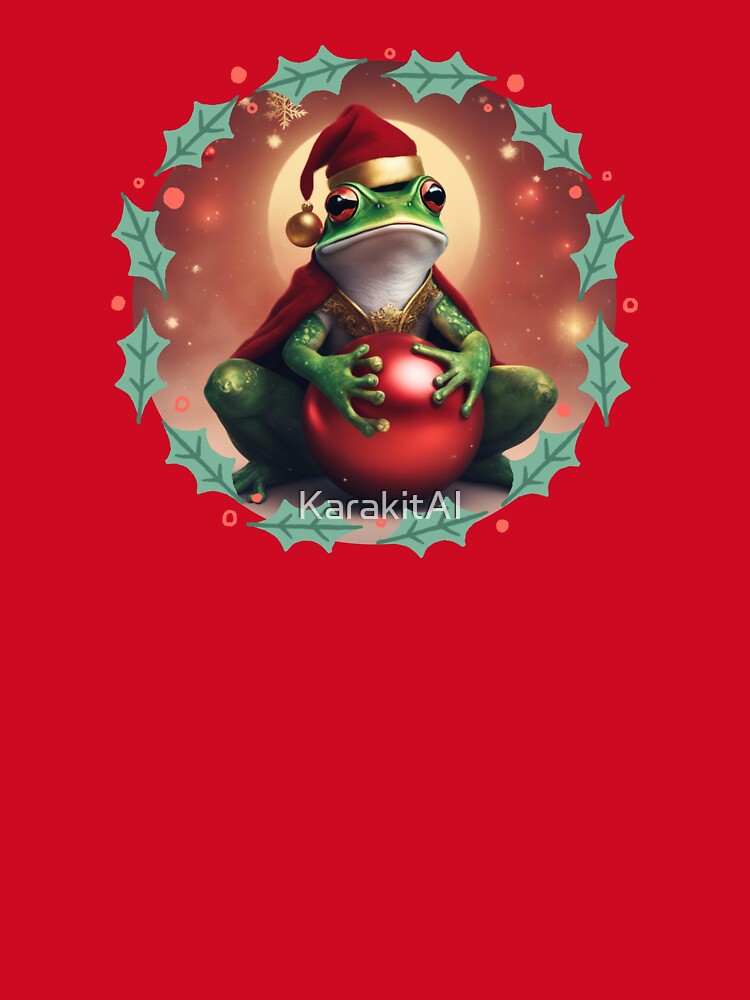 Frog with Christmas ball 2 by KarakitAI