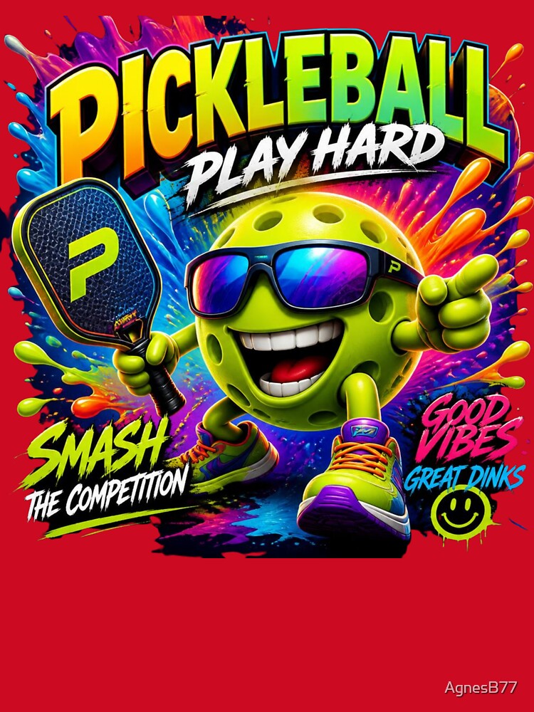 Pickleball Ball Mascot Play Hard Splash Art by AgnesB77