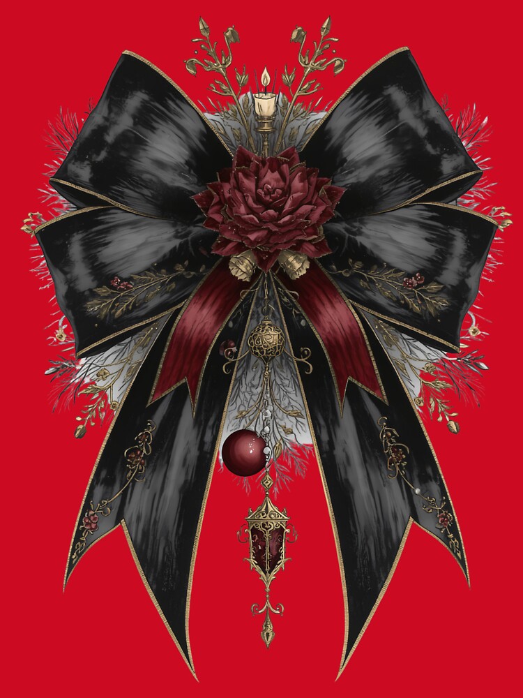 Gothic Christmas Black Velvet Bow 4 by Girly-Universe