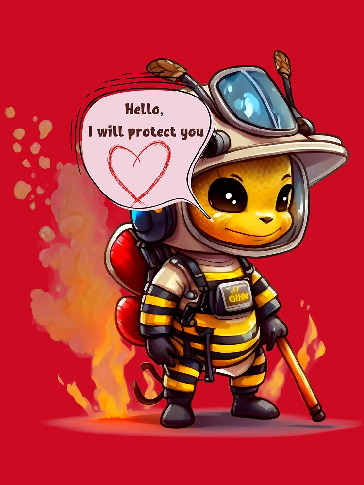 Firefighter, i will protect you, bee by HarriPaloma