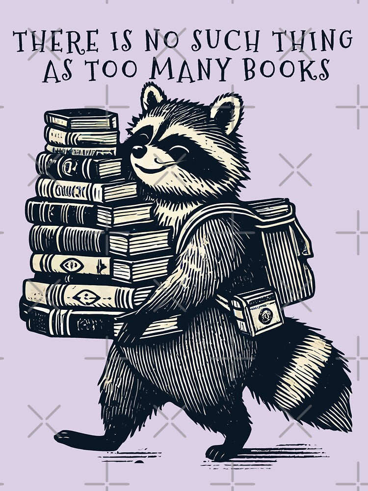 Retro Raccoon Design Cute Book Lover by LuminOrb