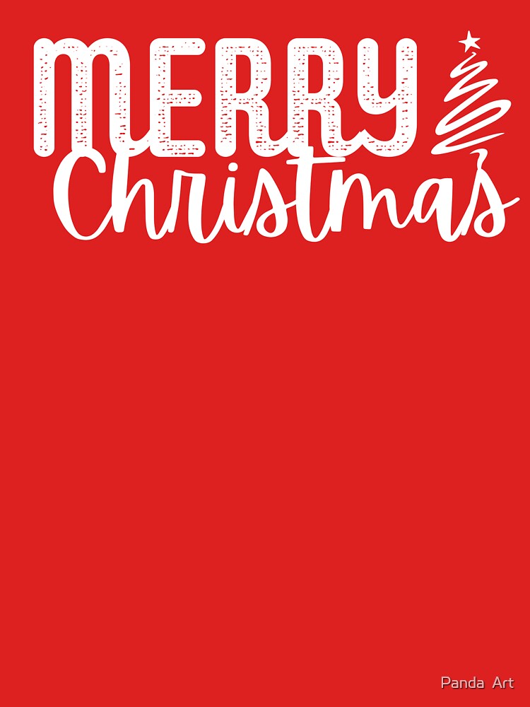 merry Christmas red and white lettering  lights Party xmas Family tree tee by Panda  Art