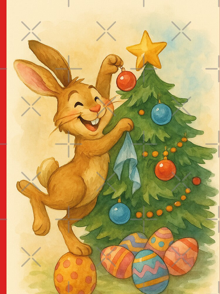 Laughing rabbit decorates Christmas tree by Mauswohn