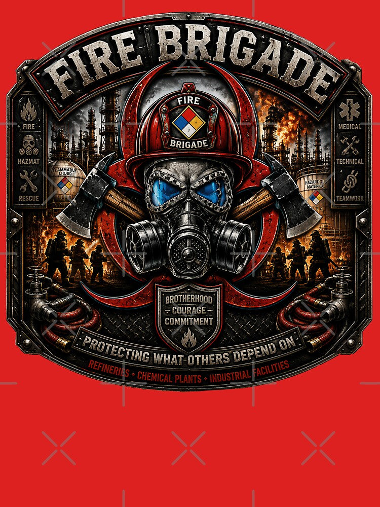 Fire Brigade American Flag Industrial Firefighter Hazmat Rescue Badge by artistwill