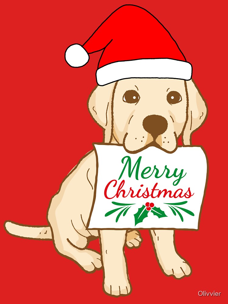 Cute Labrador Puppy With Santa Claus' Hat 1 - Merry Christmas, Perfect For Animal Lovers by Olivvier