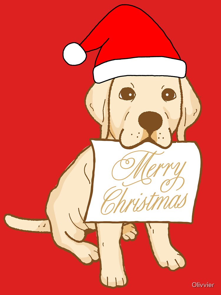 Cute Labrador Puppy With Santa Claus' Hat 2 - Merry Christmas, Perfect For Animal Lovers by Olivvier