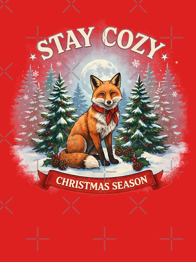 Cozy Christmas Fox in Snowy Evergreen Forest by Lisa Pearlman