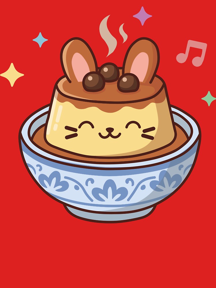 Cute Kawaii Purin Custard Pudding Cream with Bunny Ears by Mochii-studio