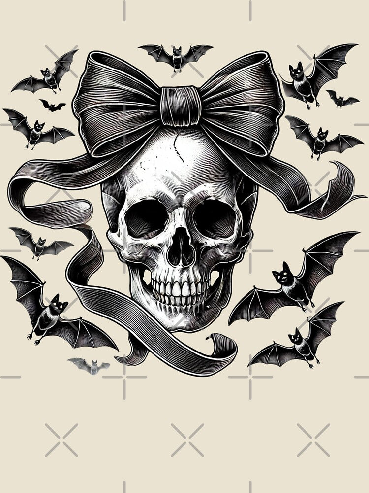 Halloween Skull Bow, Retro Black Coquette Bow by ip7s