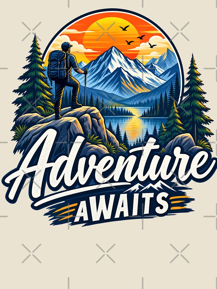 Adventure Awaits Mountain Hiking Outdoor Nature Design by mbmstores