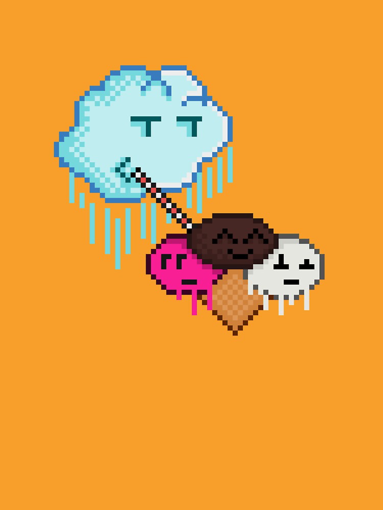 Cloud Raining Ice Cream Scoop Pixel Art by RetroRlx