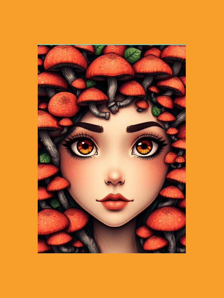 Mushroom Cluster — Black, Moss & Warm Red by Kawaii worlds