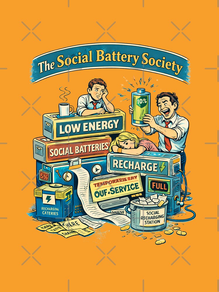 The Social Battery Society – Retro Introvert Energy by LMFARNACIO