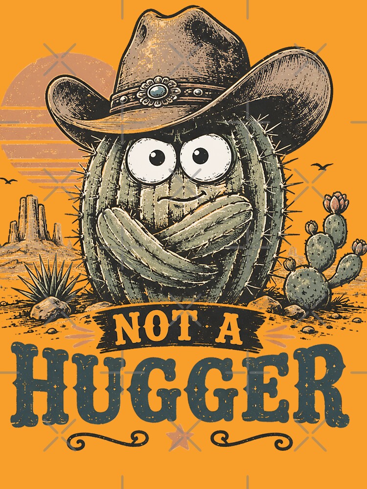 Not A Hugger Sarcastic Cowboy Cactus Design by LunaPixelStudio