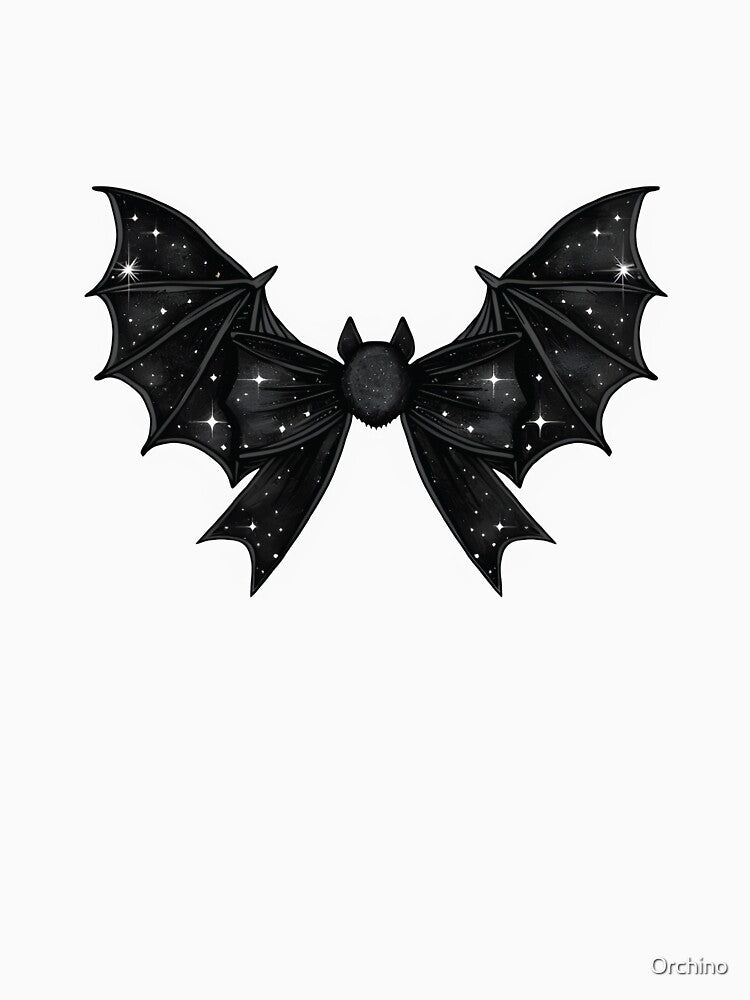 Black Coquette Bat Bow Retro Halloween by Orchino